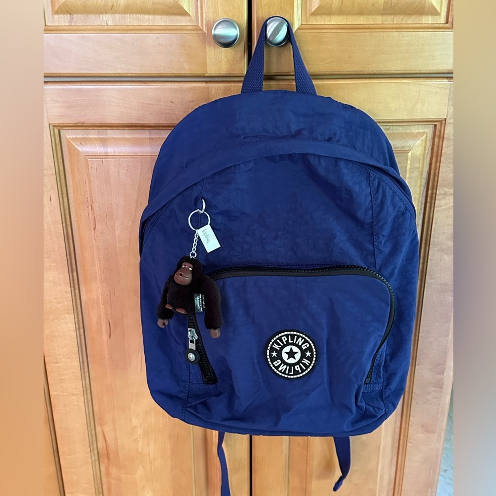 Kipling cobalt blue backpack, one main compartment- used once!